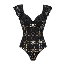 Black Ruffle Swimsuit Skirt Set