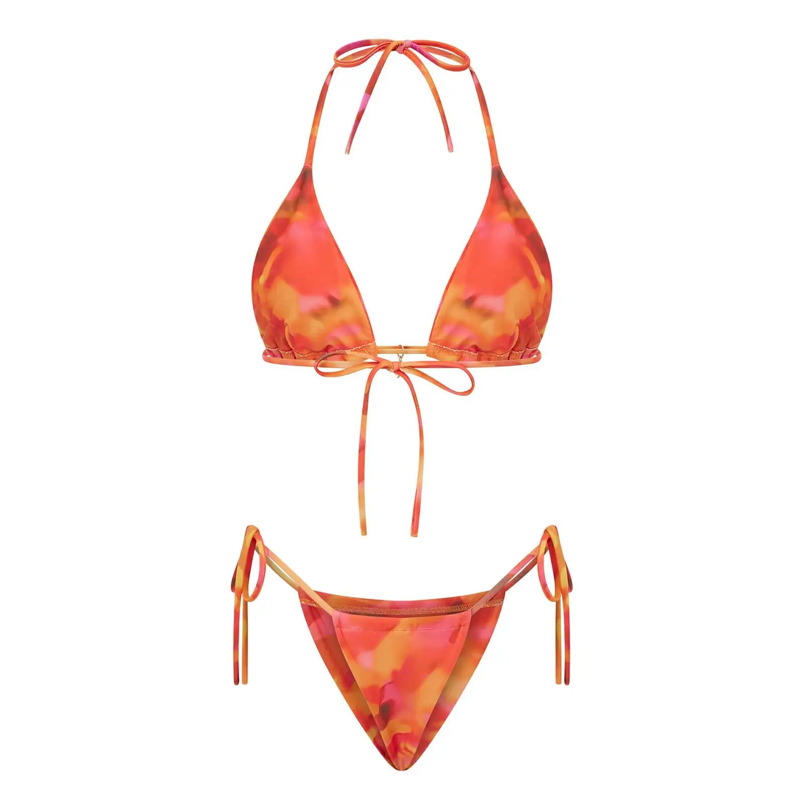 Lace Up Print Bikini Set