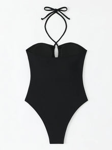 Solid Bandeau One Piece Swimsuit