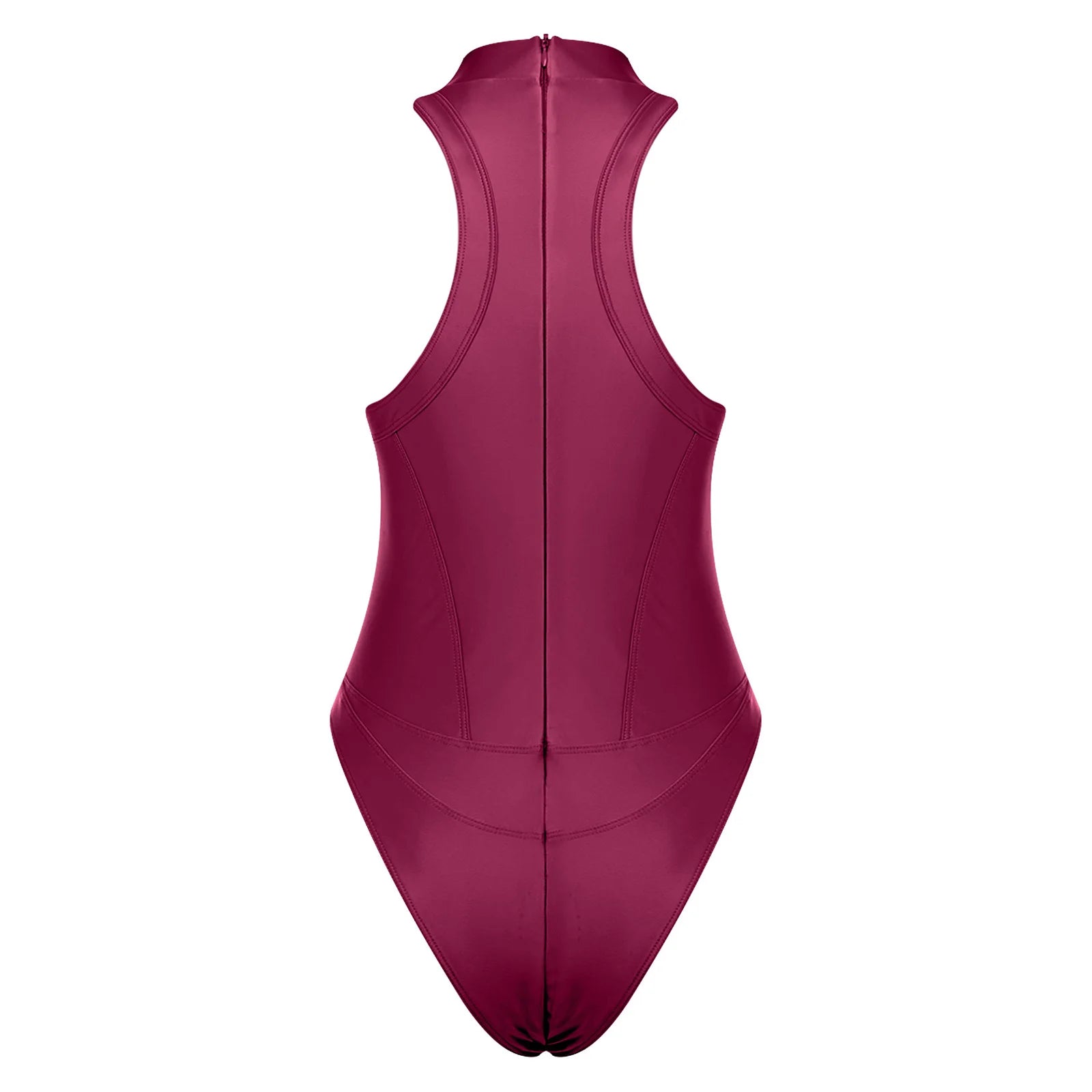 Oil Shine Halter Zip Swimsuit