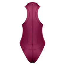 Oil Shine Halter Zip Swimsuit
