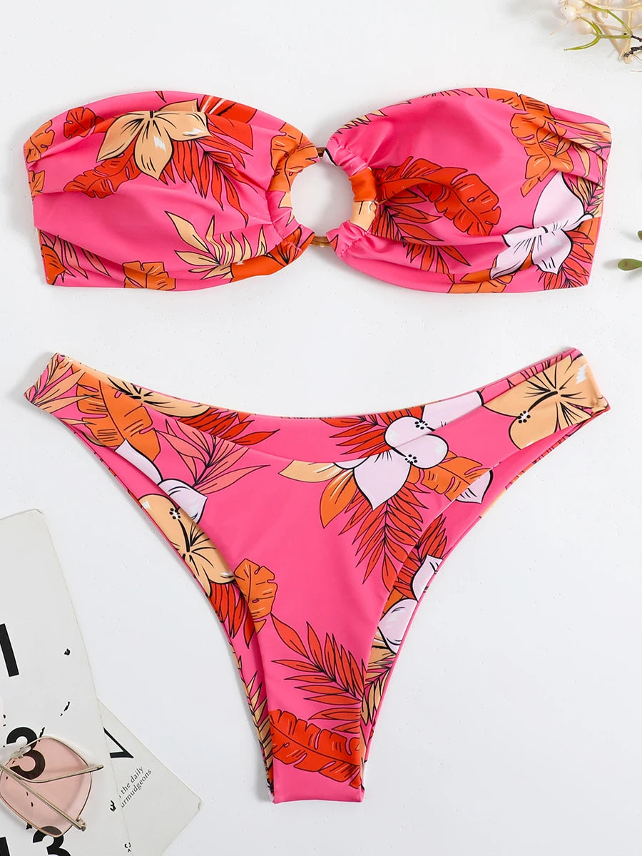 Floral Bandeau Bikini Set