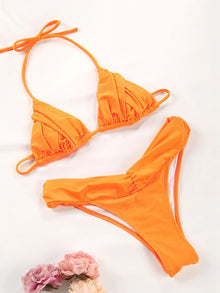 Solid Bandage Triangle Bikini Set