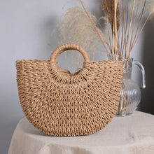 Handmade Straw Moon Beach Bag