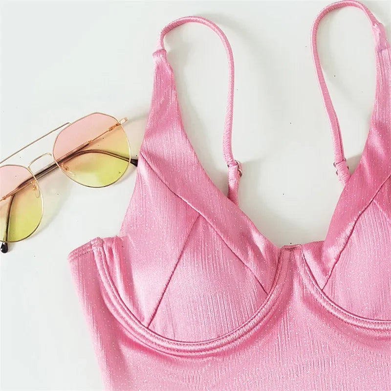 Pink Underwire One Piece Swimsuit