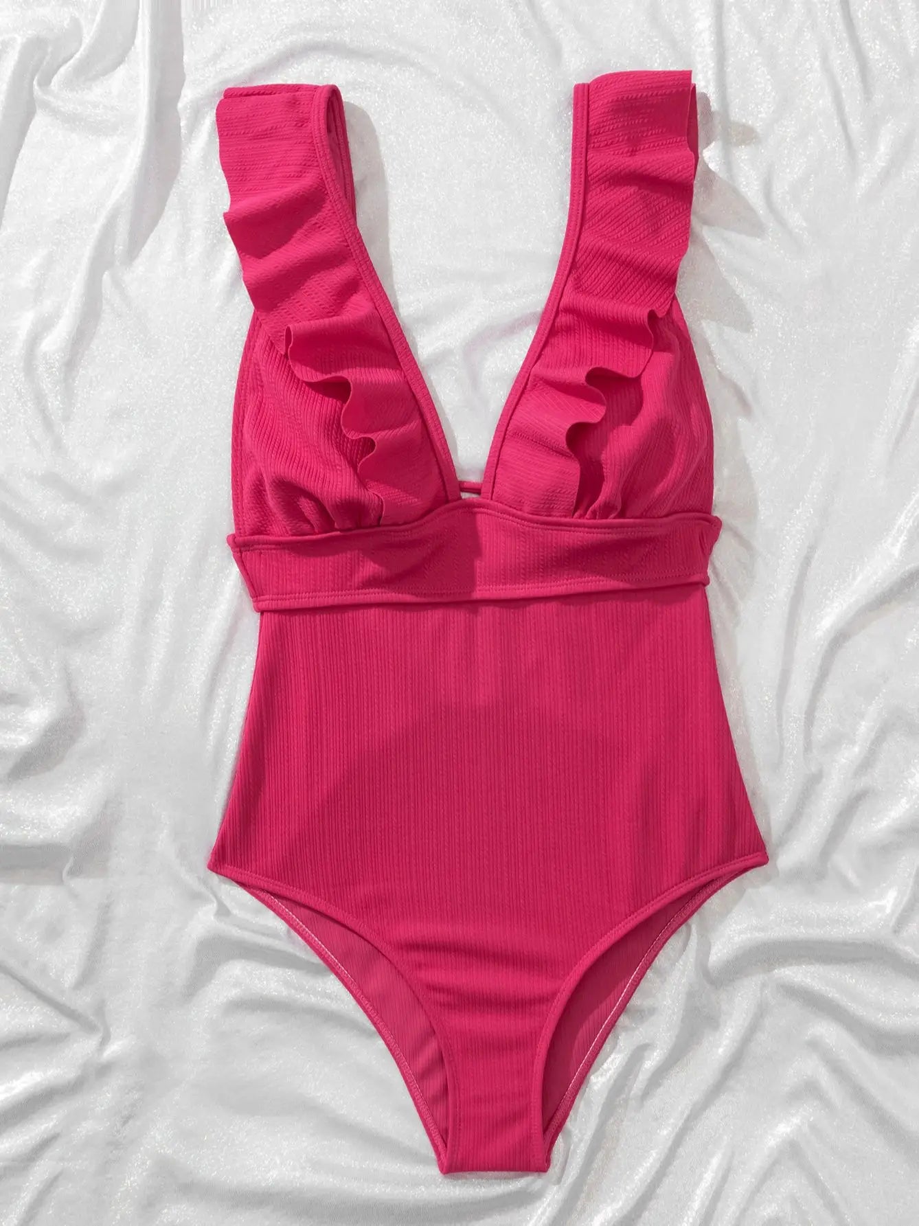 White Ruffle Push Up Swimsuit