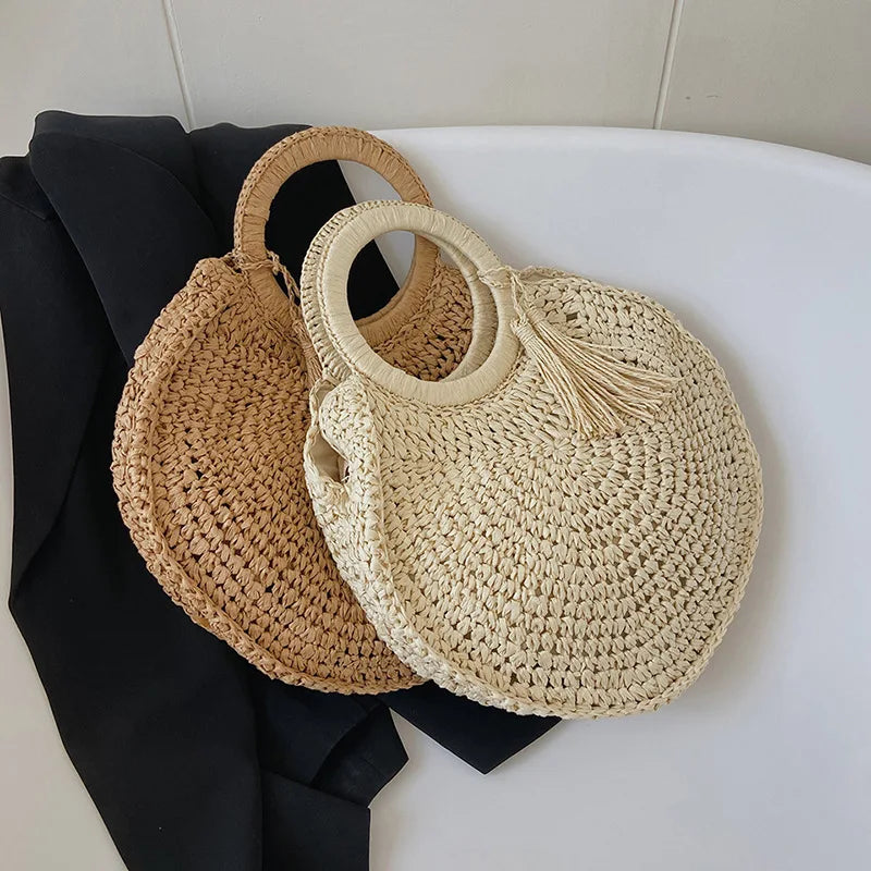 Tassel Straw Shoulder Beach Bag