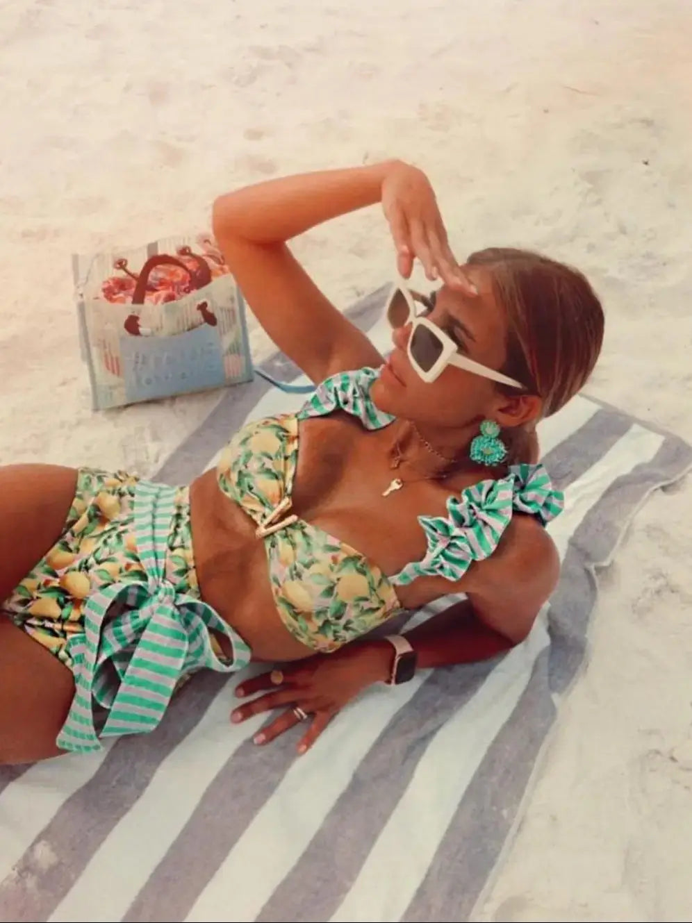 Floral Ruffle Bandage Bikini Set