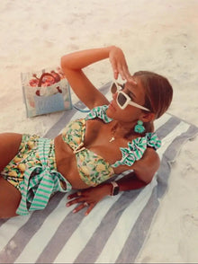Floral Ruffle Bandage Bikini Set