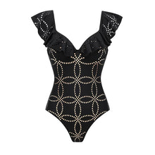 Black Ruffle Swimsuit Skirt Set