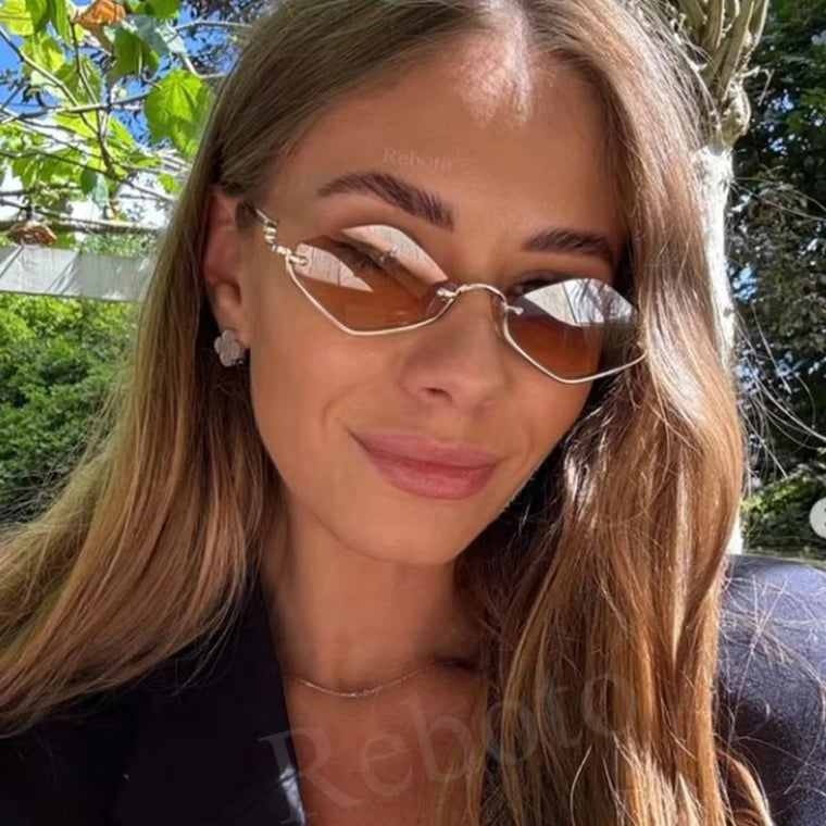 Polygonal Metal Cat Eye Sunglasses