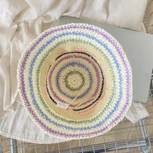 Rainbow Stripe Straw Beach Hat