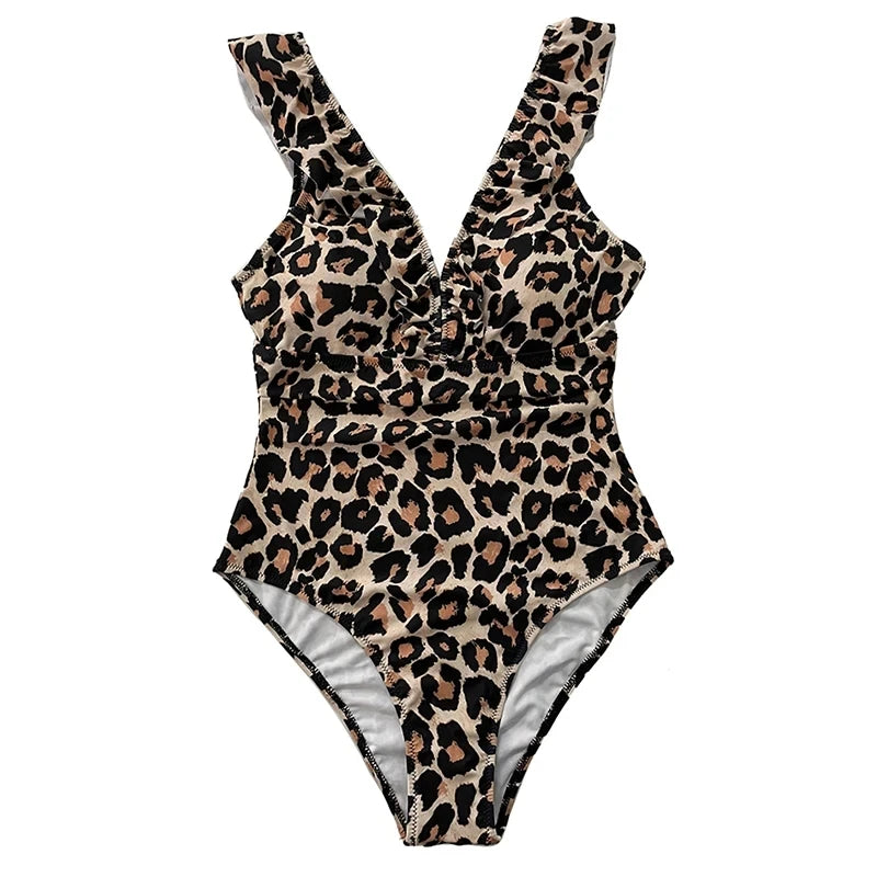 Striped Ruffle One Piece Swimsuit