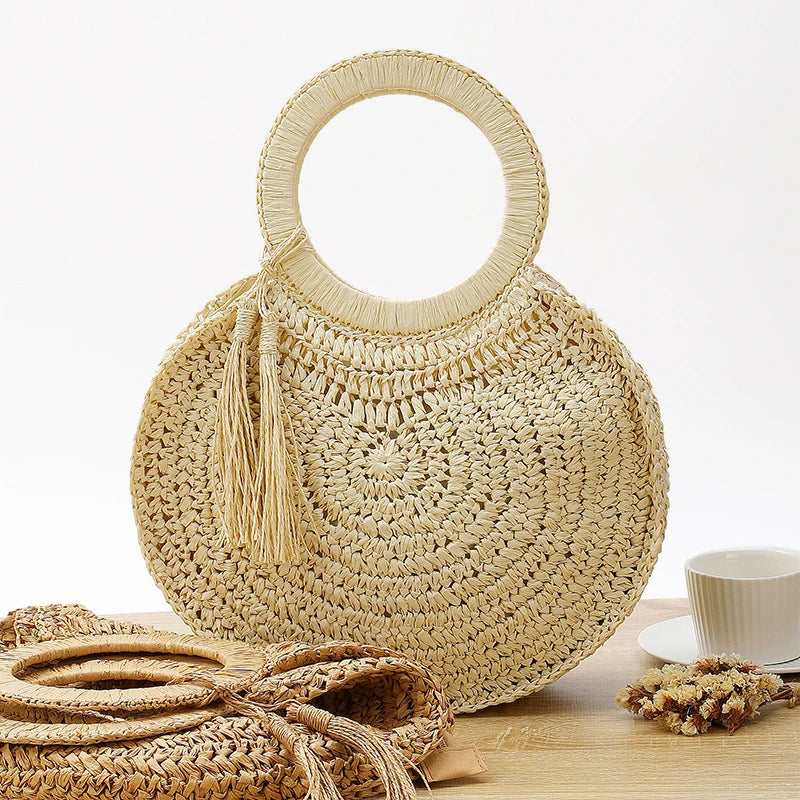 Tassel Straw Shoulder Beach Bag