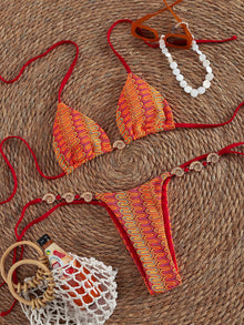 Red Halter Ring Bikini Set