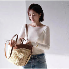 Straw Dumpling Shoulder Bucket Bag