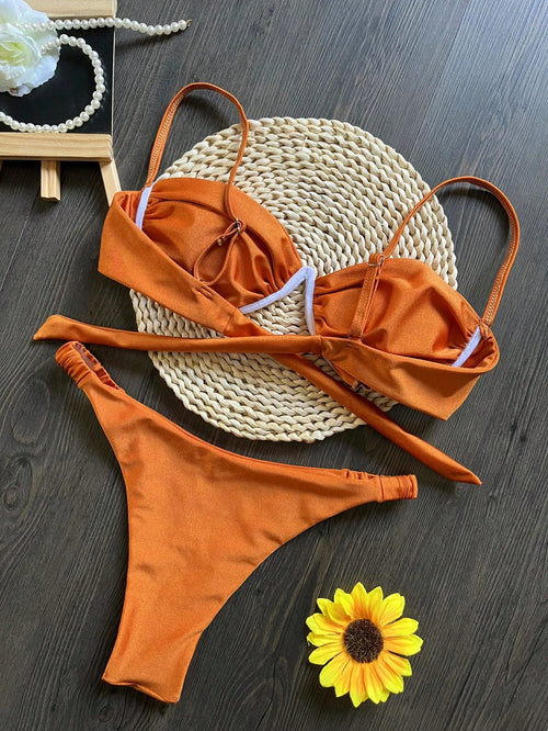 Flower V Wire Bikini Set