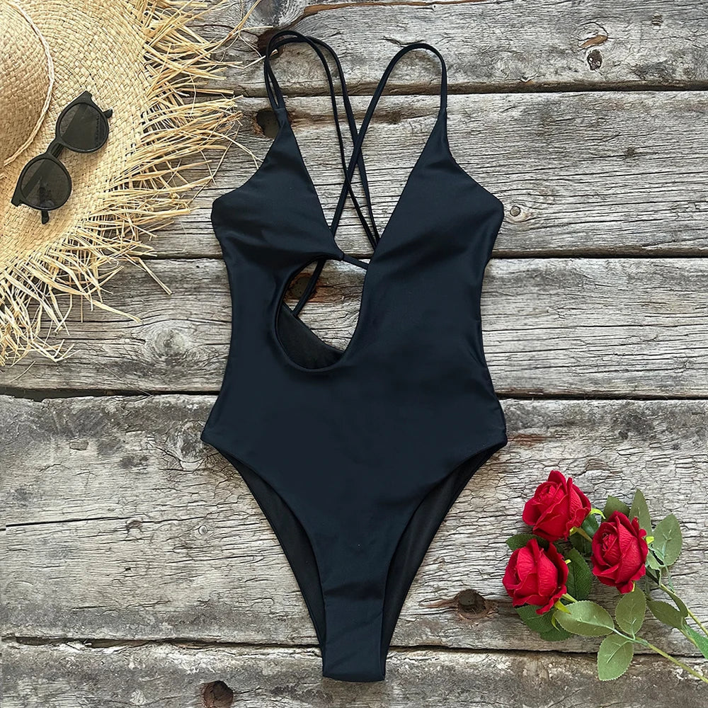 Adjustable Shoulder Monokini Swimsuit Bodysuit