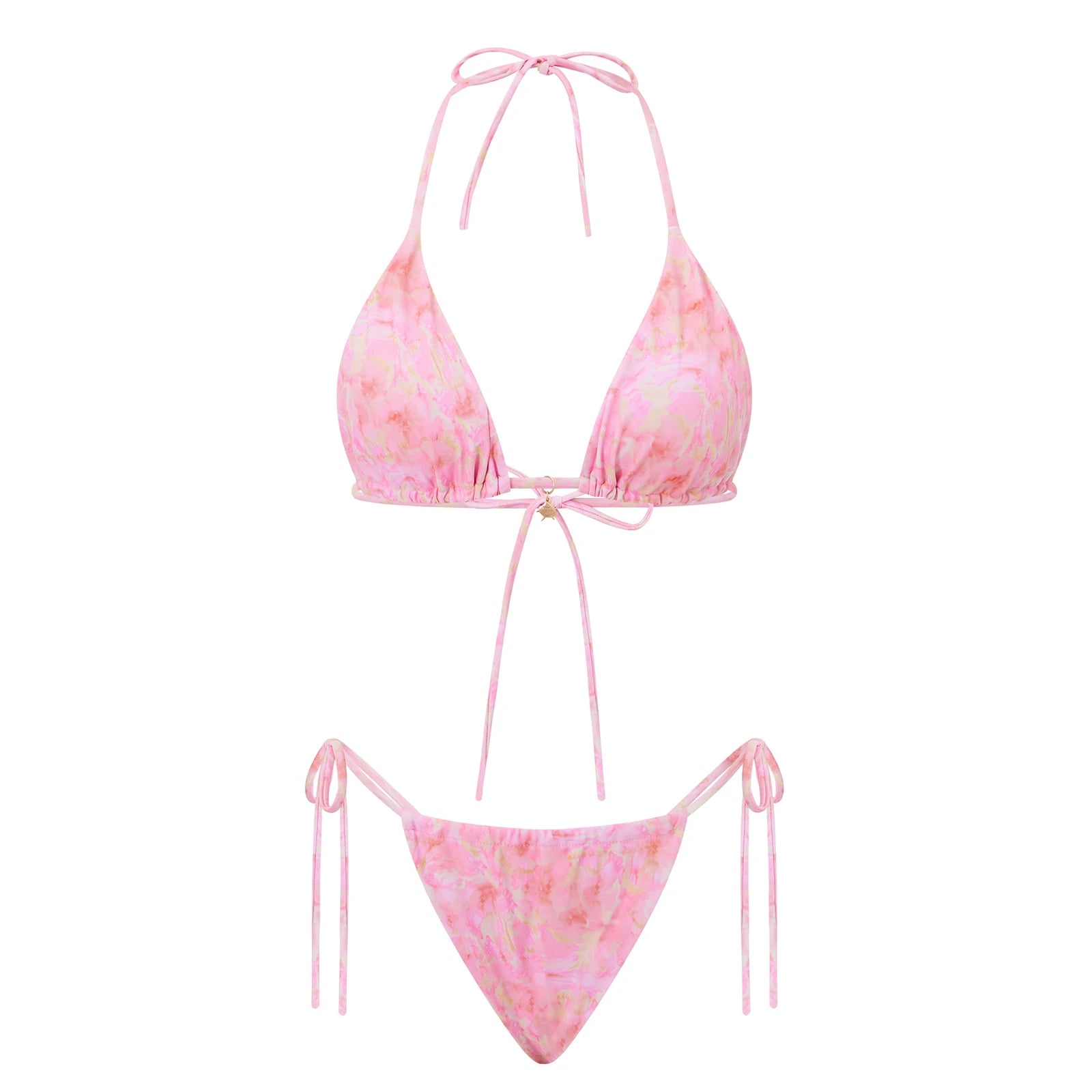Lace Up Print Bikini Set