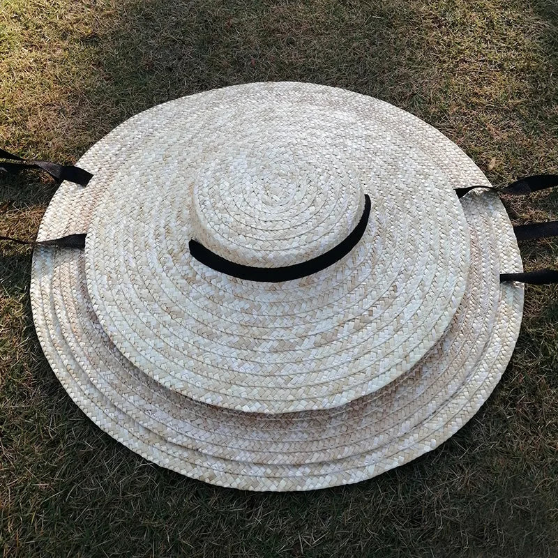 Ribbon Flat Top Straw Hat