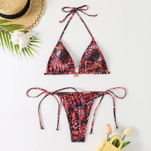 Lace Up Print Bikini Set