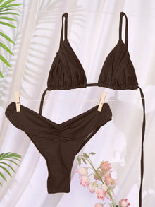Solid Bandage Triangle Bikini Set