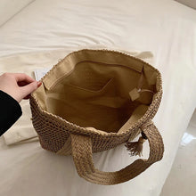 Tassel Straw Weave Travel Tote