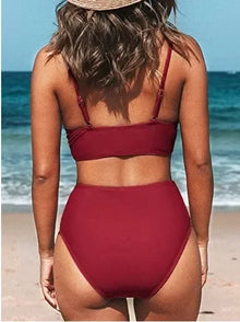Red Twist Tank Bikini Set