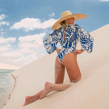 Retro Long Sleeve Floral Swimsuit