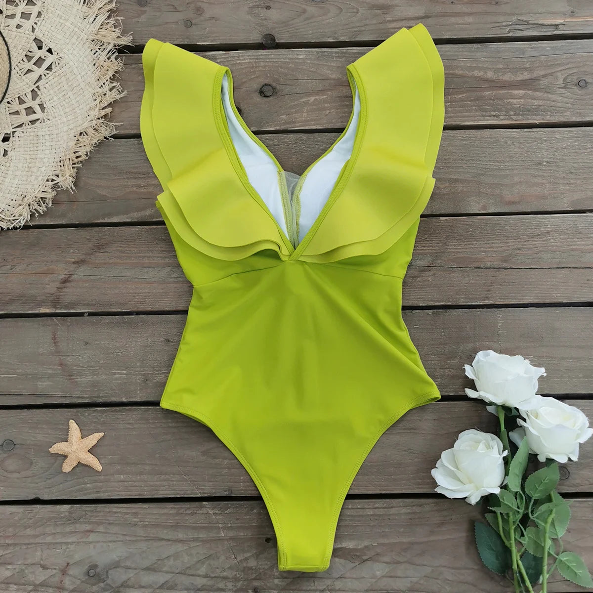 Porcelain Floral Ruffle One Piece
