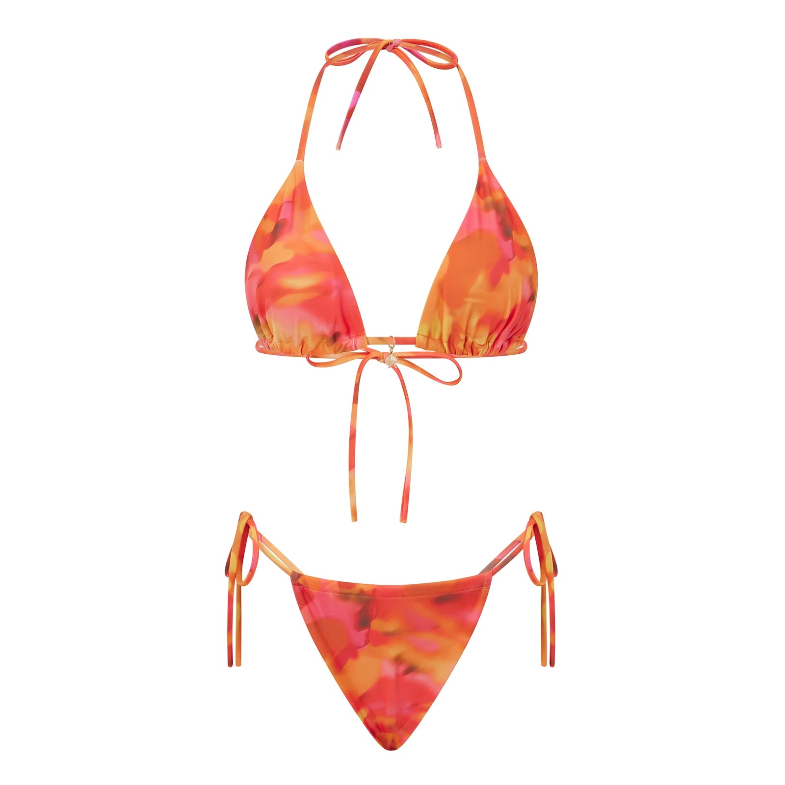 Lace Up Print Bikini Set