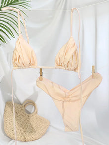 Solid Bandage Triangle Bikini Set