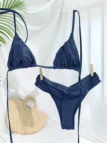 Solid Bandage Triangle Bikini Set