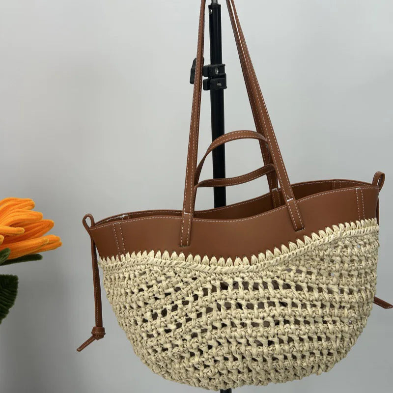 Straw Dumpling Shoulder Bucket Bag