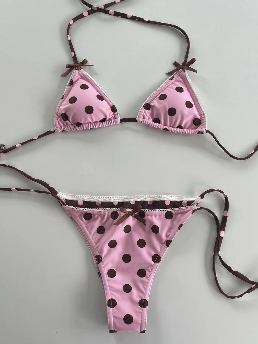 Polka Dot Tie Bikini Set