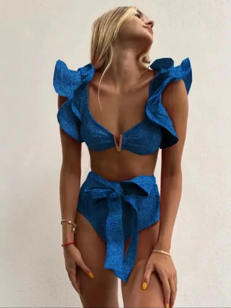 Floral Ruffle Bandage Bikini Set