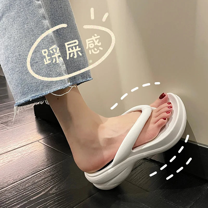 Thick Sole Wedge Flip Flops