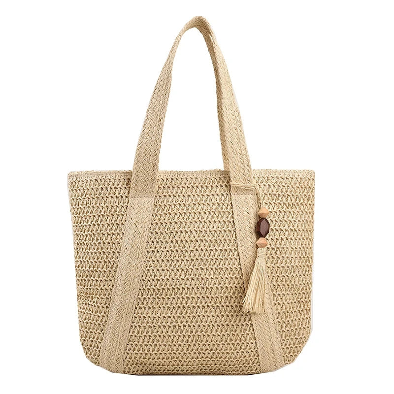Tassel Straw Weave Travel Tote