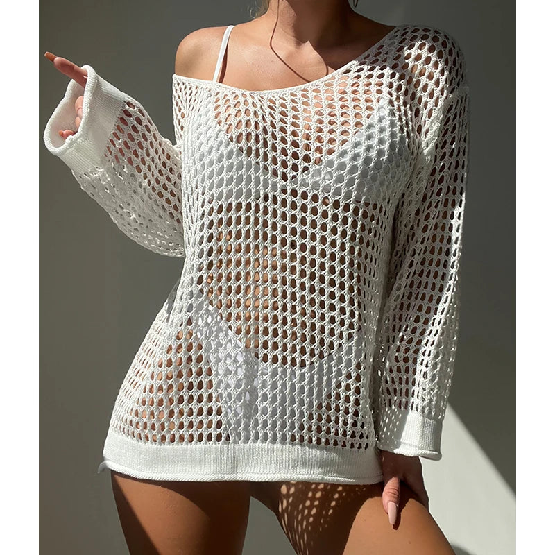 Hollow Knit Beach Cover Up