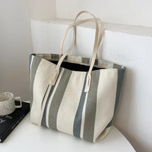 Raffia Stripe Shoulder Shopper Bag