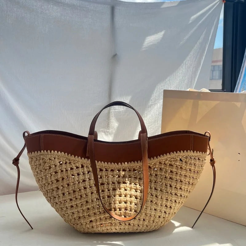 Straw Dumpling Shoulder Bucket Bag