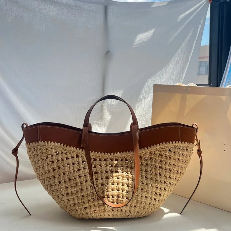 Straw Dumpling Shoulder Bucket Bag