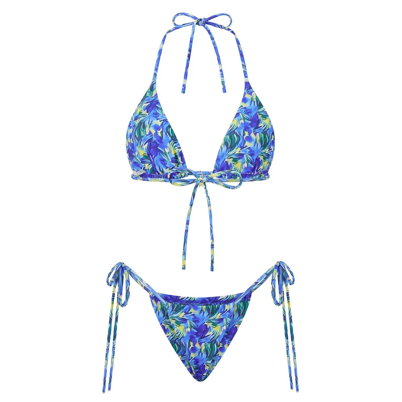 Lace Up Print Bikini Set