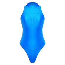 Oil Shine Halter Zip Swimsuit