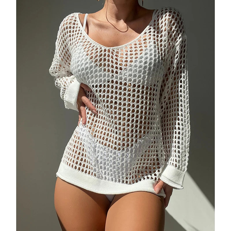 Hollow Knit Beach Cover Up