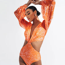 Retro Long Sleeve Floral Swimsuit