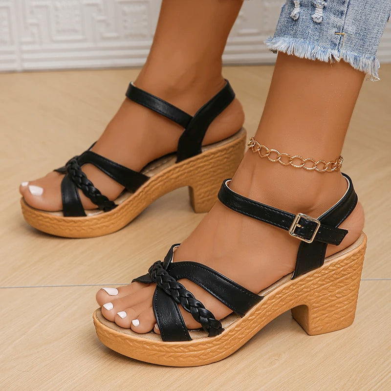 Braided Platform Gladiator Vacation Sandals