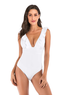 White Ruffle Push Up Swimsuit