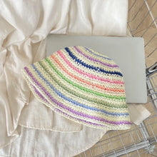 Rainbow Stripe Straw Beach Hat