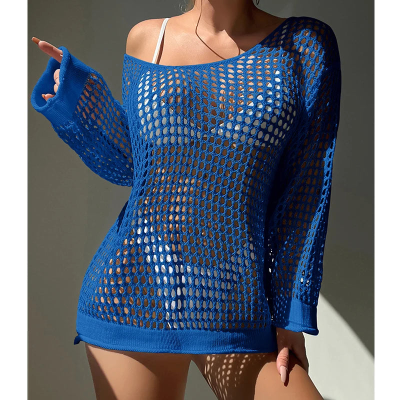Hollow Knit Beach Cover Up